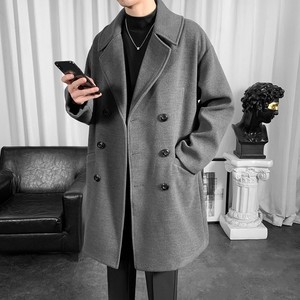 冬季加厚保暖毛呢大衣男中长款过膝风衣外套 F4308/P100加棉/P110图片
