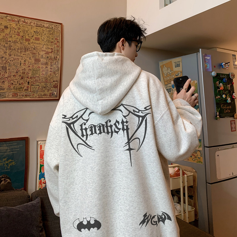 已注册/秋季复古连帽卫衣男宽松打底衫外套WY9278/P50加绒P55,男装卫衣,电商B316