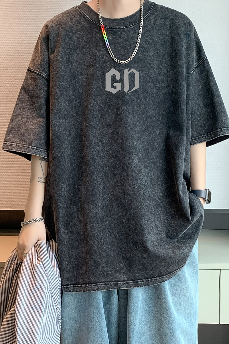 水洗重磅新款夏季潮牌圆领日系短袖T恤男生打底衫体恤DT2650/P35,男装T恤,电商B316