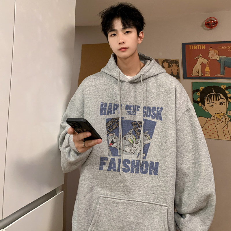 已注册/华棉秋季卡通连帽卫衣男百搭大码打底衫WY9223/P45加绒P50,男装卫衣,电商B316