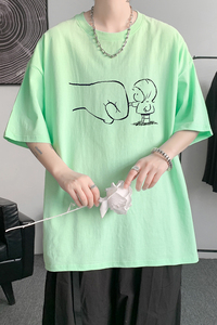 已注册/夏季荧光绿色拳头印花短袖T恤打底衫男体恤DT0238/P25图片