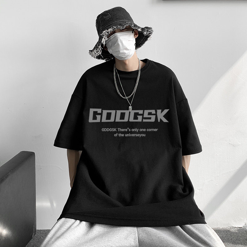 已注册/重磅字母印花短袖T恤男夏季港风半袖体恤打底衫DX1111/P25图片