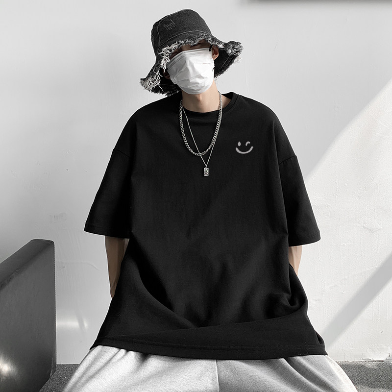 已注册/夏季个性笑脸印花短袖T恤男港风半袖打底衫DT2888/P25,男装T恤,电商B316