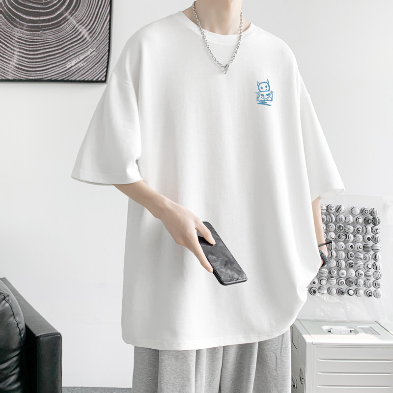 已注册/夏季简约风纯棉短袖T恤男生宽松体恤打底衫DT7151/P25图片