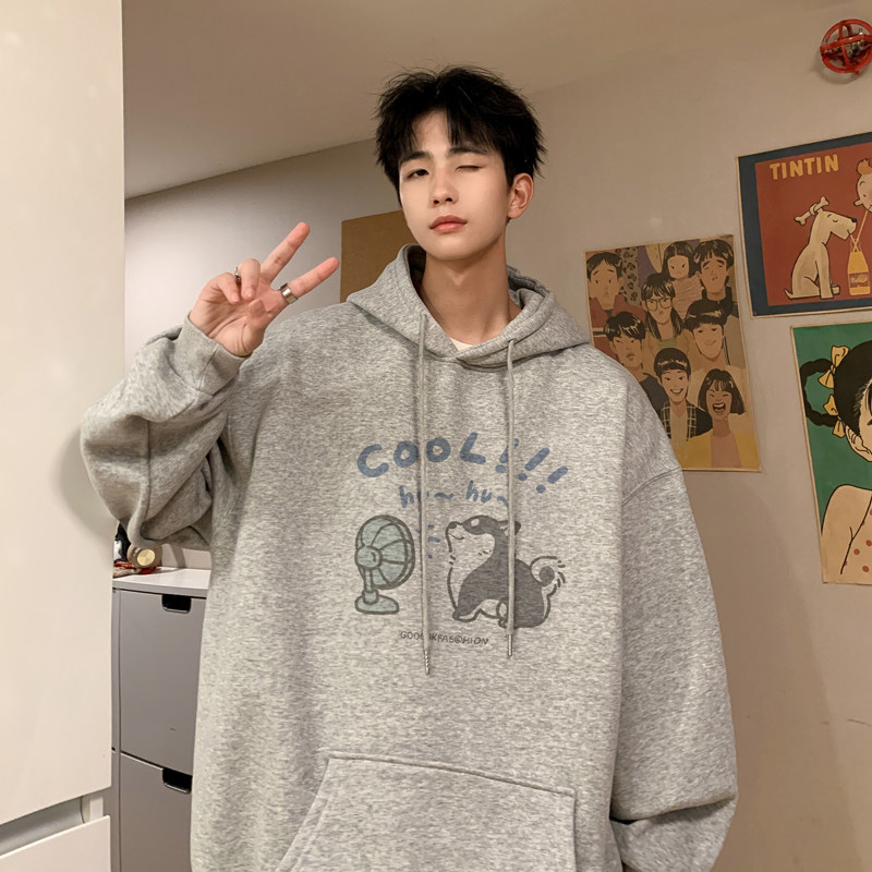 已注册/华棉秋季新咖啡色小狗卫衣男生宽松打底衫WY8291/P50,男装卫衣,电商B316