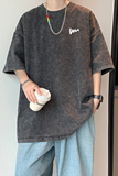 (拼图款)水洗重磅夏季宽松圆领短袖T恤男生打底衫体恤DT6690/P35，男装T恤，电商B316