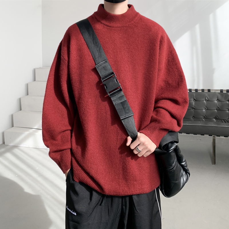 已注册/冬季新款纯色中领毛衣男翻领针织衫宽松外套潮MY9501/P45，男装针织衫/毛衣，电商B316