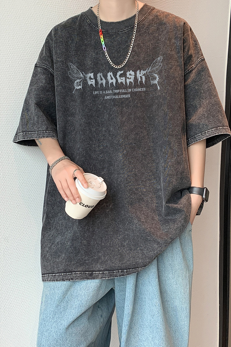水洗重磅新款夏季流行短袖T恤男宽松休闲风打底衫体恤DT7819/P35,男装T恤,电商B316