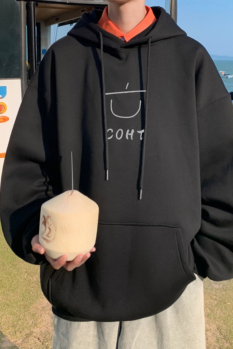 已注册/秋季新黑色情侣连帽卫衣男文艺风大码外套WY9113/P50,男装卫衣,电商B316