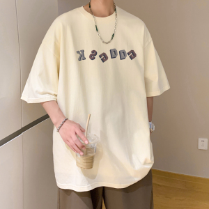 已注册/夏季白色复古风短袖T恤男生宽松体恤打底衫DT3323/P25