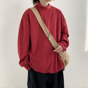 已注册/秋冬季百搭宽松长袖打底衫男潮半高领内搭卫衣WY9605/P28图片