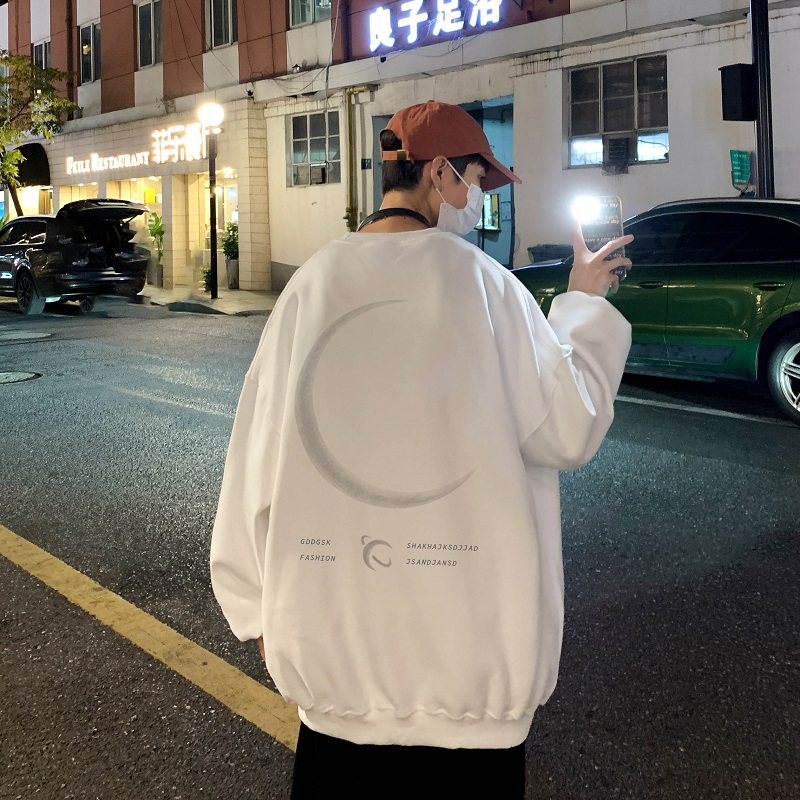 已注册/秋季新印花卫衣男圆领宽松打底衫大码外套WY8300/P35图片