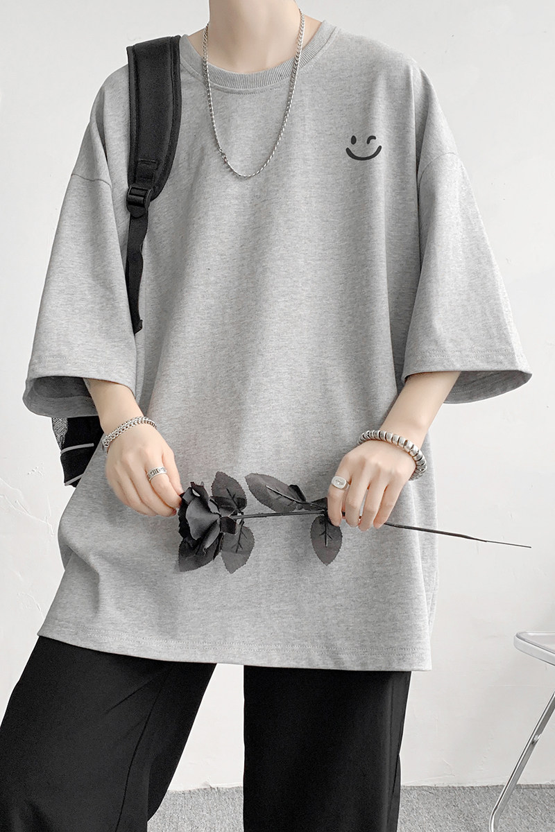 已注册/重磅新夏季灰色印花短袖T恤男港风流行体恤DT2886/P25,男装T恤,电商B316