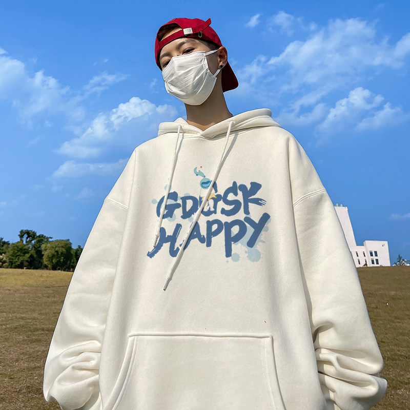 已注册/秋季新白色印花连帽卫衣男大码潮牌打底衫 WY0616/P50图片