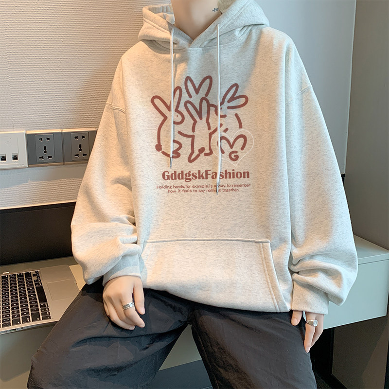 已注册/秋季休闲流行连帽卫衣男落肩大码打底衫WY9413/P45加绒P50图片
