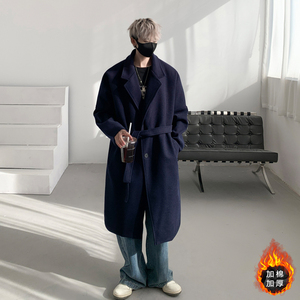 秋冬气质加厚毛呢大衣男中长款呢子风衣雅痞宽松外套 MN9568/P100,男装毛呢大衣,电商B316