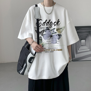 已注册/夏季蝴蝶印花潮牌短袖T恤男大码体恤打底衫DT4905/P25图片