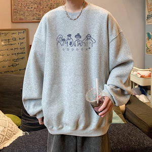 已注册/华棉秋季复古休闲卫衣男生潮流宽松圆领打底衫 WY9208/P35图片