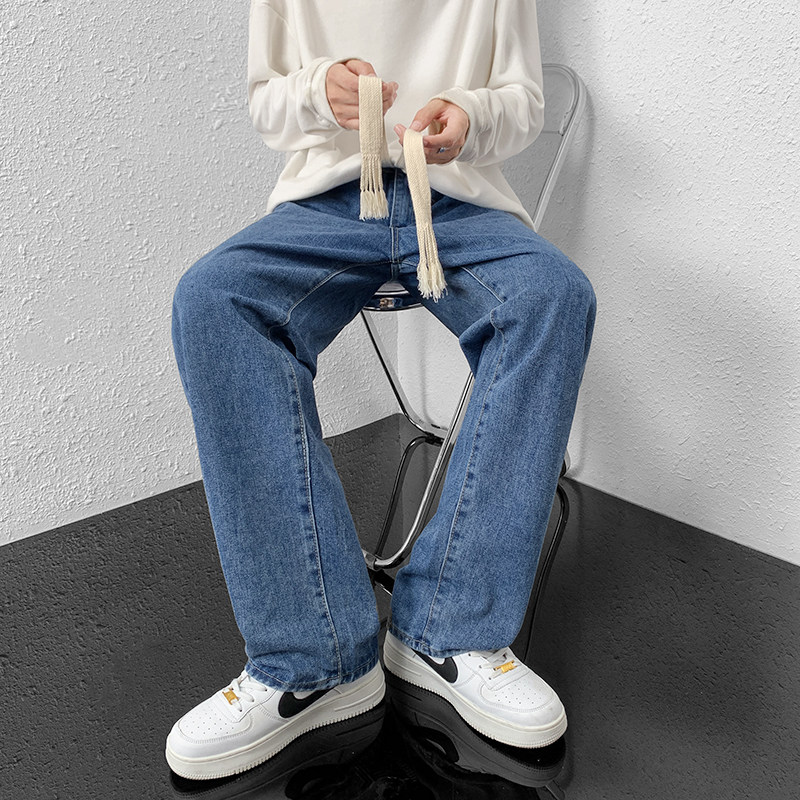 秋冬季加厚手工编织拖地牛仔裤男女高街休闲裤NZ5588/P45加绒/P50,男装牛仔裤,电商B316