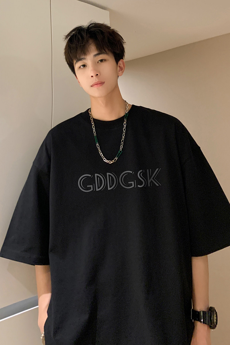 已注册/夏季黑色日系半袖短袖T恤男大码体恤打底衫DT4771/P25,男装T恤,电商B316