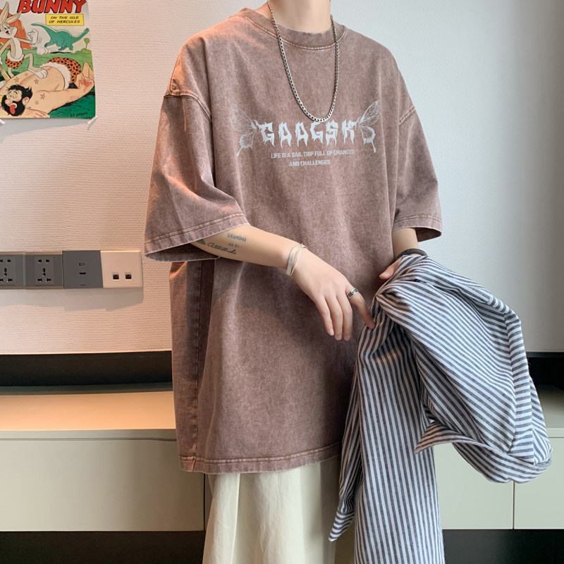 wassuphappy扎染运动套装男士夏季薄款潮流青少年休闲一整套穿搭,男装T恤,电商B316