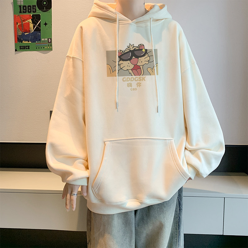 已注册/秋季美式重磅印花卫衣男生宽松连帽外套WY9424/P45加绒P50,男装卫衣,电商B316
