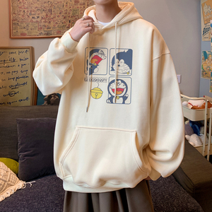 已注册/秋季日系宽松连帽卫衣男潮情侣大码外套WY9361/P45加绒P50,女生蓝色牛仔衬衫经典穿搭图片