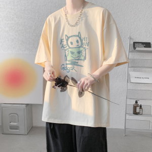 已注册/夏季纯棉复古短袖T恤男宽松运动体恤打底衫DT1205/P25图片