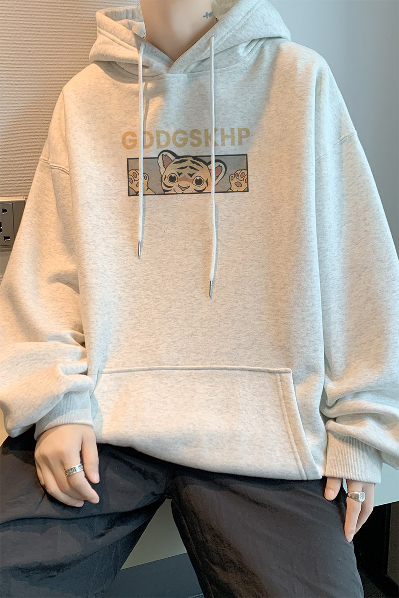 已注册/秋季情侣百搭印花卫衣男生宽松连帽外套WY9421/P45加绒P50,男装卫衣,电商B316