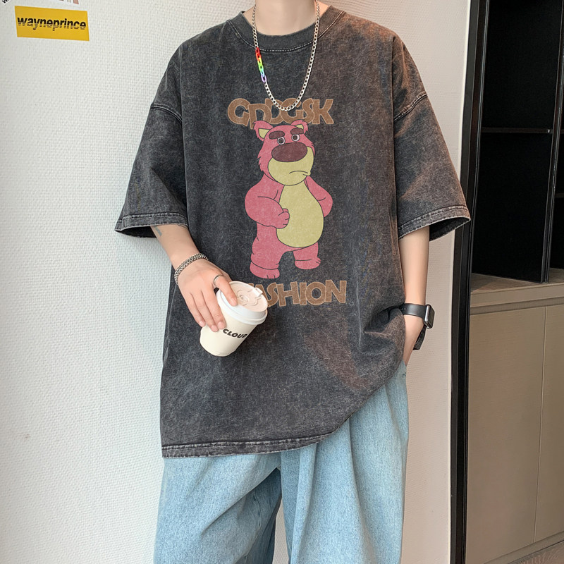 水洗重磅新夏季潮牌印花短袖T恤男情侣打底衫体恤DT5940/P35,男装T恤,电商B316