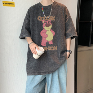 水洗重磅新款夏季大码日系印花短袖T恤男生打底衫体恤DT5940/P35