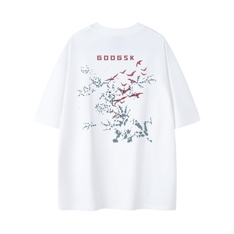 已注册/夏季飞鸟潮牌印花短袖T恤男宽松体恤打底衫DT1733/P25,男装T恤,电商B316