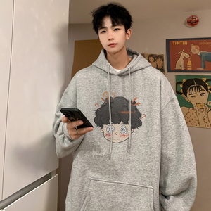 已注册/华棉秋季卡通休闲连帽卫衣男打底衫大码WY9220/P45加绒P50图片