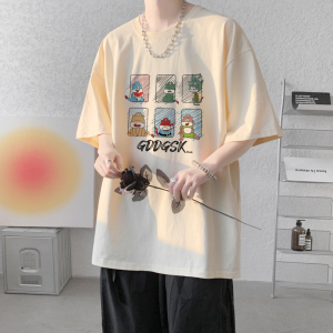 已注册/夏季卡通印花日系短袖T恤男宽松体恤打底衫DT5866/P25图片