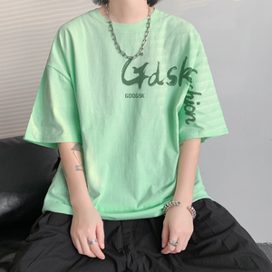 已注册/夏季紫色英文印花短袖T恤打底衫大码男体恤DT3564/P25图片