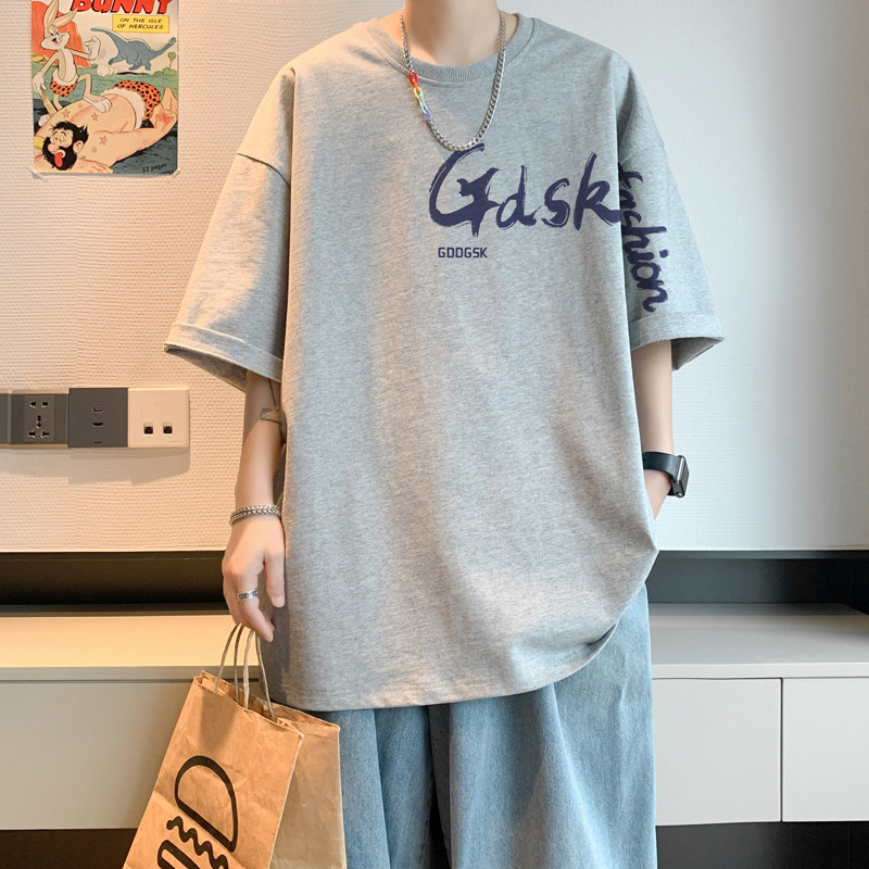 已注册/夏季印花潮牌短袖T恤男港风宽松体恤打底衫DT4233/P25,男装T恤,电商B316