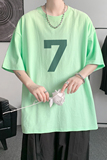 已注册/夏季荧光绿色数字印花短袖T恤男体恤打底衫DT0376/P25，男装T恤，电商B316