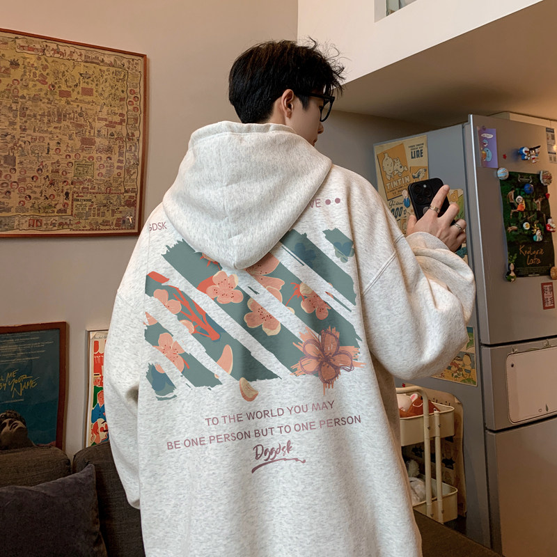 已注册/华棉秋季新港风休闲连帽卫衣男大码打底衫WY9205/P50,男装卫衣,电商B316