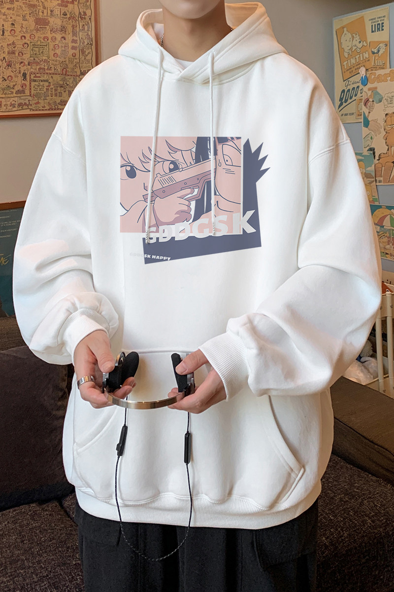 已注册/华棉秋季潮流印花连帽卫衣男生宽松大码打底衫WY9228/P50,男装卫衣,电商B316