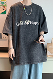 水洗重磅新款夏季港风印花短袖T恤男生宽松打底衫体恤DT5670/P35，男装T恤，电商B316