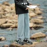 秋季纯色牛仔裤男女中性大码休闲裤宽松直筒阔腿裤NZ8502/P50，男装牛仔裤，电商B316