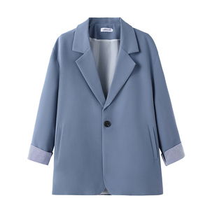 秋季袖口条纹翻边西装外套西服男港风S-5XL码质量好！XZ3031/P75图片