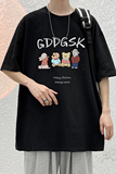 已注册/重磅新夏季黑色动物印花短袖男T恤宽松体恤DT0369/P25，男装T恤，电商B316