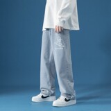 已注册/冬季太空人牛仔裤男拖地直筒阔腿裤NZ0866/P45加绒P50，男装牛仔裤，电商B316