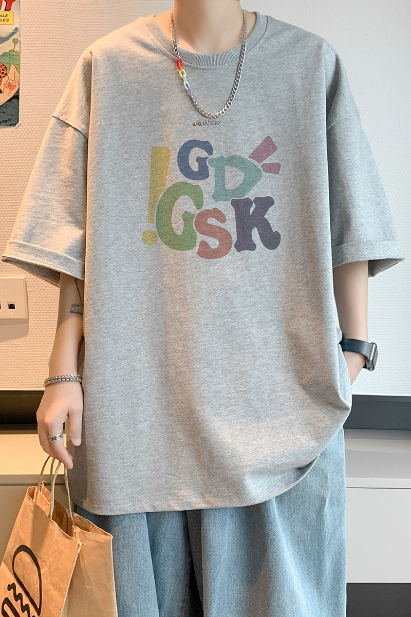 已注册/夏季浅灰色休闲短袖T恤男生宽松体恤打底衫DT7155/P25,男装T恤,电商B316