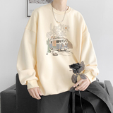 已注册/华棉秋季潮流大码印花卫衣男生圆领宽松打底衫WY9231/P35，男装卫衣，电商B316