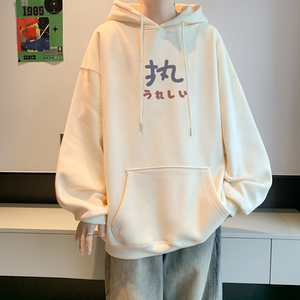 已注册/秋季港风休闲连帽卫衣男落肩大码打底衫WY9125/P45加绒P50图片