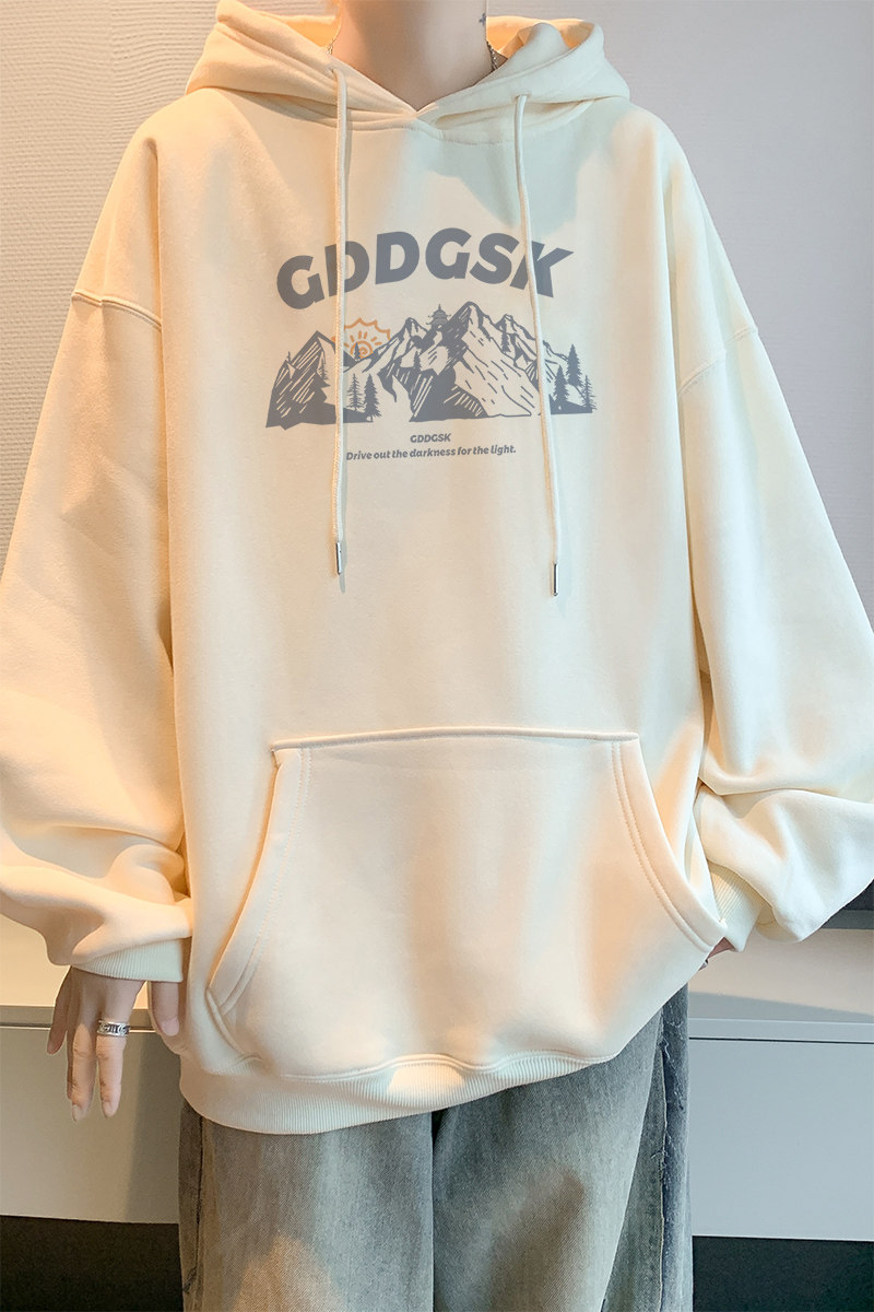已注册/秋季情侣百搭落肩卫衣男生宽松连帽外套WY9423/P45加绒P50,男装卫衣,电商B316