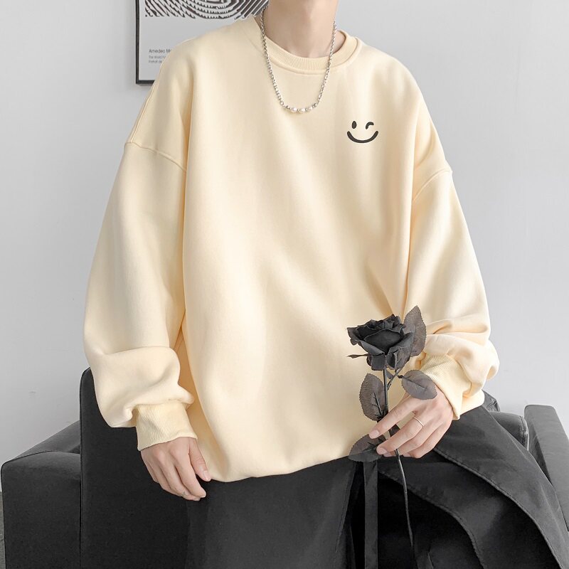 已注册/秋季笑脸印花圆领卫衣男情侣外套长袖T恤打底衫WY0576/P35,男装卫衣,电商B316