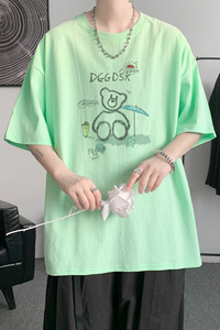 已注册/夏季港风卡通印花短袖T恤男宽松体恤打底衫DT5722/P25图片